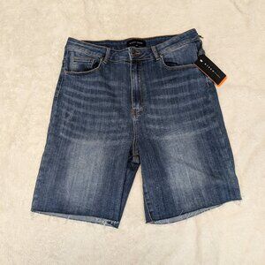 NWT Risen Dark Wash Distressed High Rise Casual Mid Length Shorts 1XL